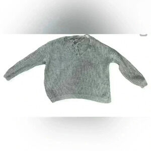 wild flower sweater Size Small Gray V Neck Ribbed Cubbed Comfy